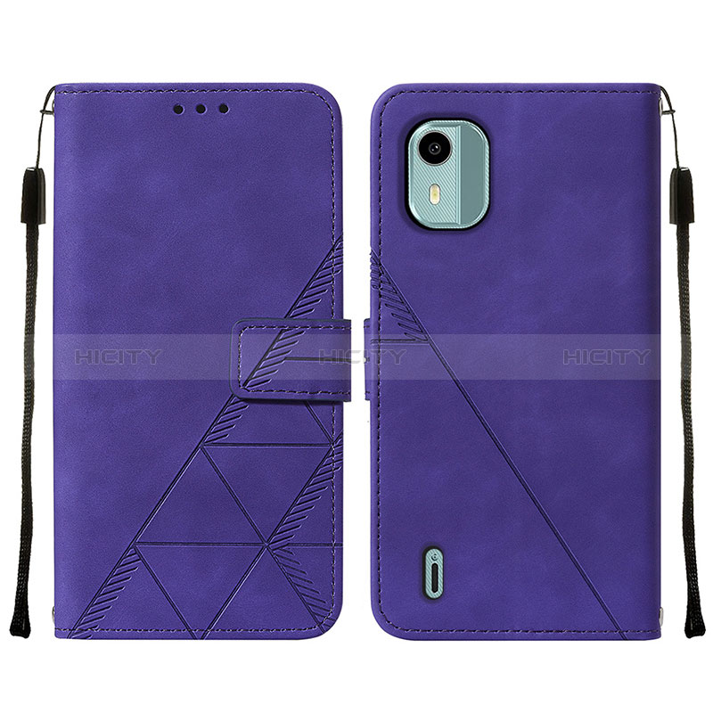 Funda de Cuero Cartera con Soporte Carcasa YB2 para Nokia C12 Morado