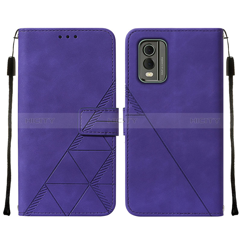 Funda de Cuero Cartera con Soporte Carcasa YB2 para Nokia C210 Morado