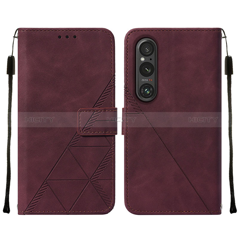 Funda de Cuero Cartera con Soporte Carcasa YB2 para Sony Xperia 1 V