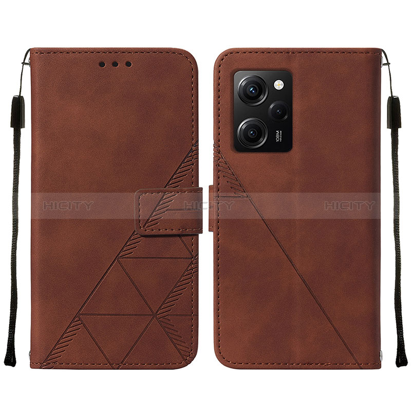 Funda de Cuero Cartera con Soporte Carcasa YB2 para Xiaomi Poco X5 Pro 5G Marron