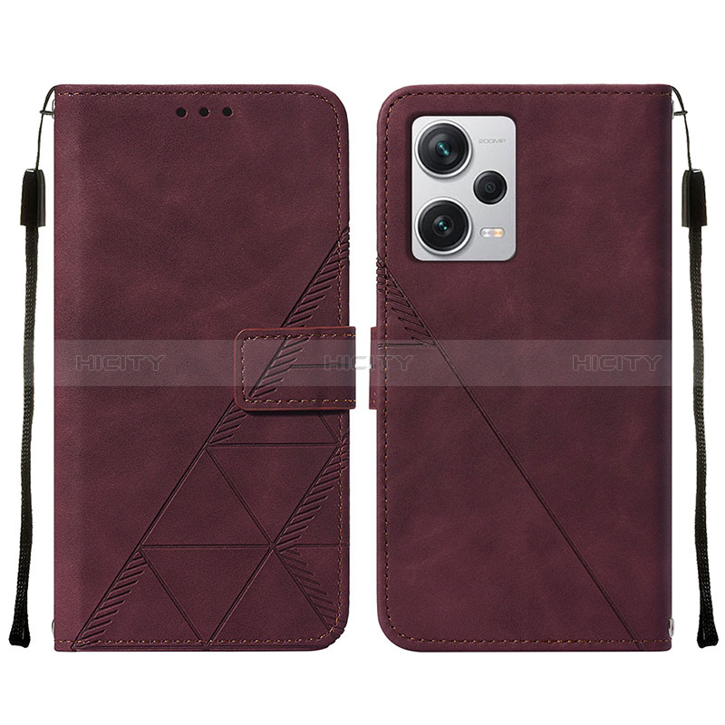 Funda de Cuero Cartera con Soporte Carcasa YB2 para Xiaomi Redmi Note 12 Pro+ Plus 5G Rojo