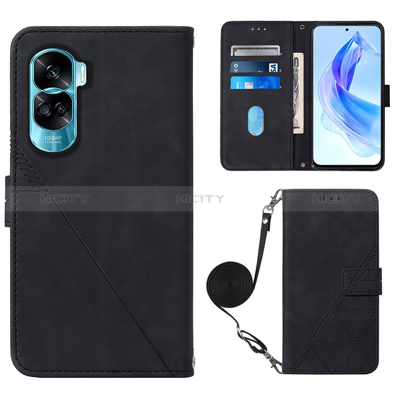 Funda de Cuero Cartera con Soporte Carcasa YB3 para Huawei Honor 90 Lite 5G Negro