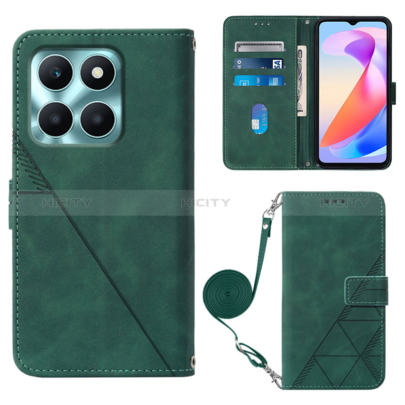 Funda de Cuero Cartera con Soporte Carcasa YB3 para Huawei Honor X6a Verde