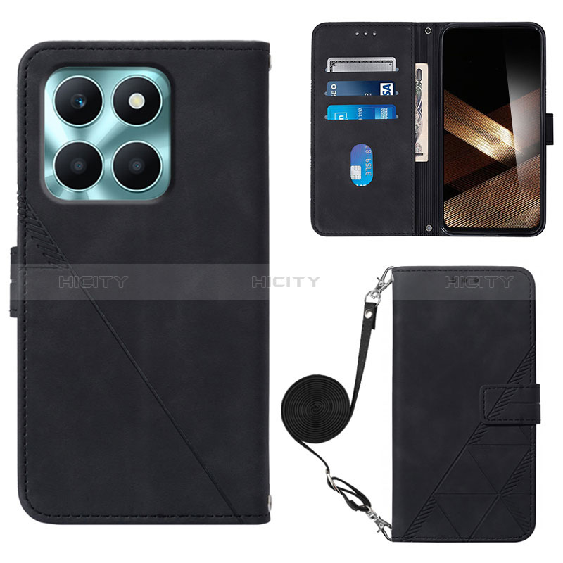 Funda de Cuero Cartera con Soporte Carcasa YB3 para Huawei Honor X8b Negro