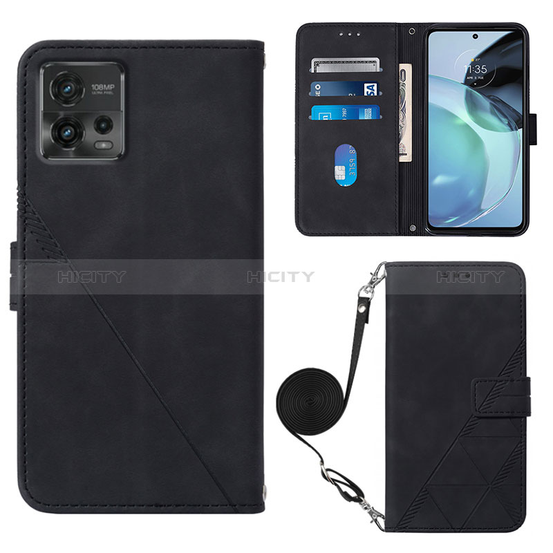 Funda de Cuero Cartera con Soporte Carcasa YB3 para Motorola Moto G72 Negro