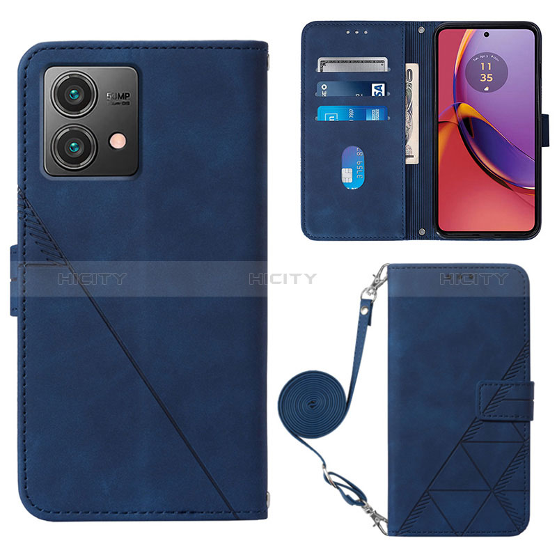 Funda de Cuero Cartera con Soporte Carcasa YB3 para Motorola Moto G84 5G Azul