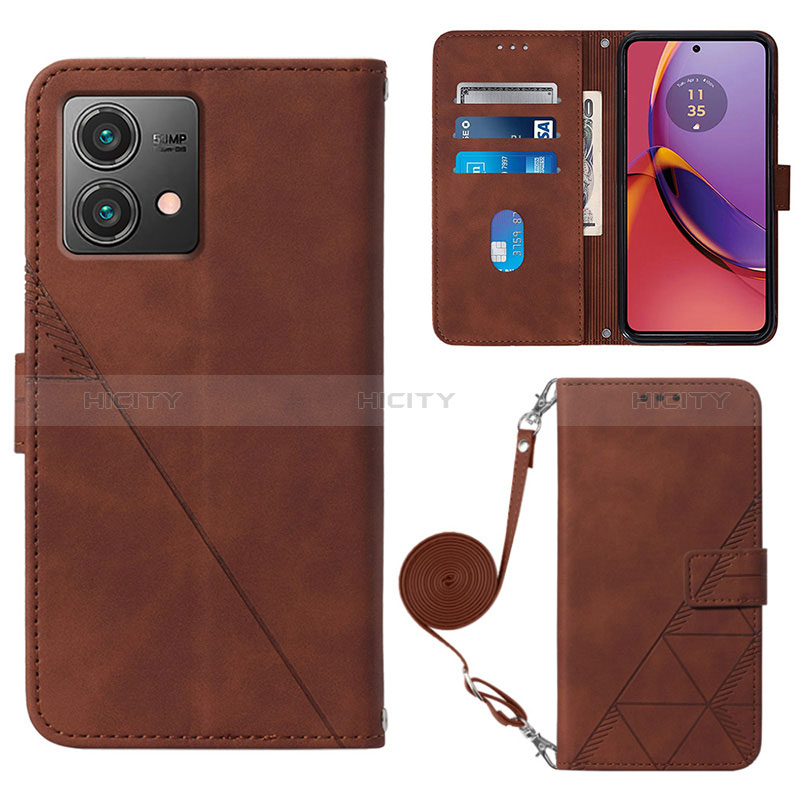 Funda de Cuero Cartera con Soporte Carcasa YB3 para Motorola Moto G84 5G Marron