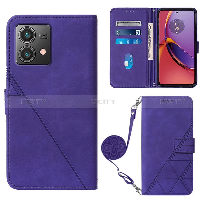 Funda de Cuero Cartera con Soporte Carcasa YB3 para Motorola Moto G84 5G Morado