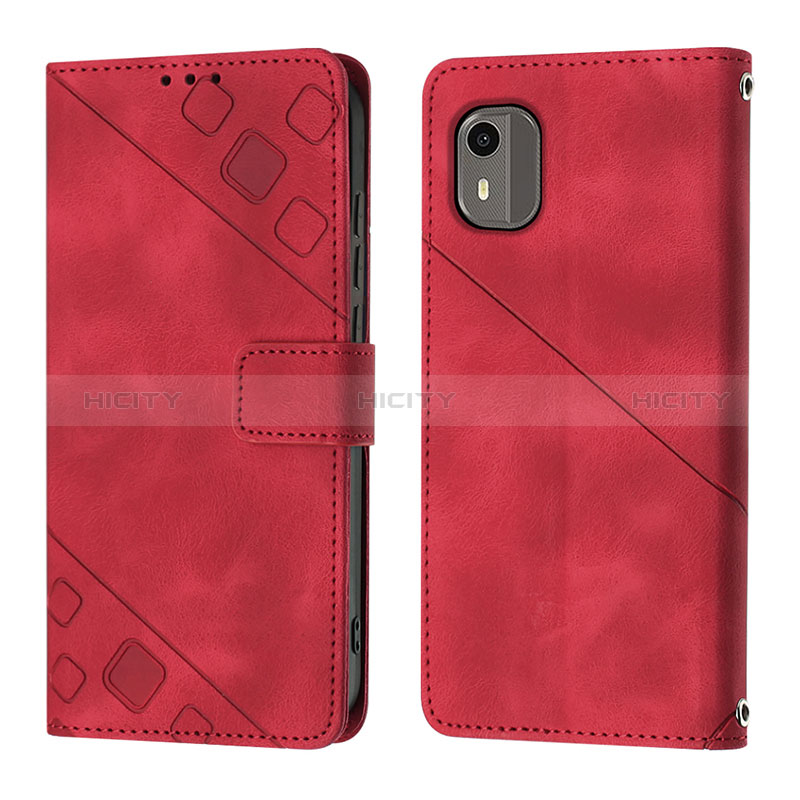 Funda de Cuero Cartera con Soporte Carcasa YB3 para Nokia C12 Rojo