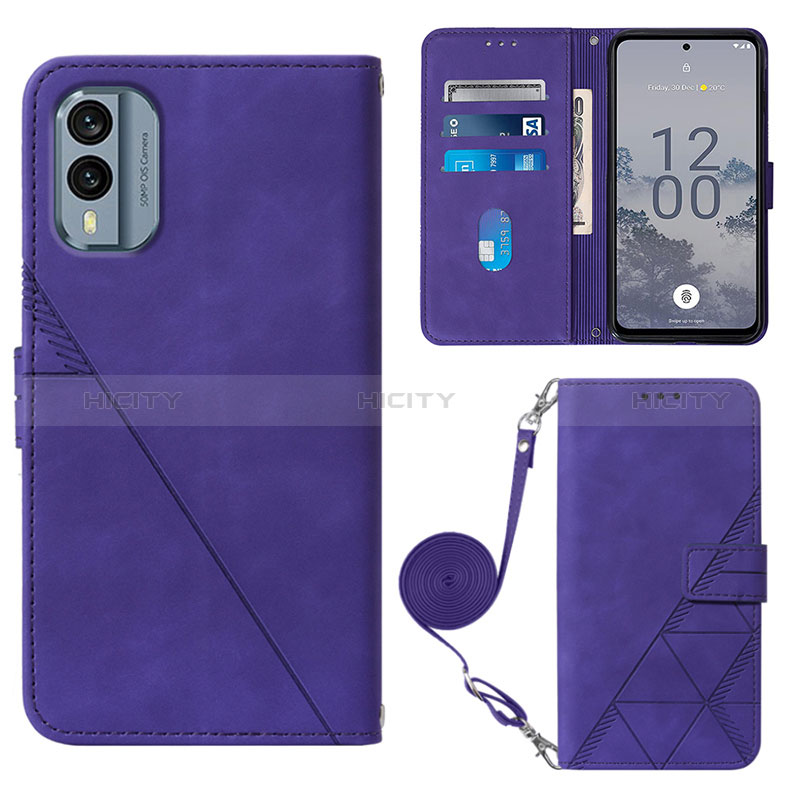 Funda de Cuero Cartera con Soporte Carcasa YB3 para Nokia X30 5G Morado