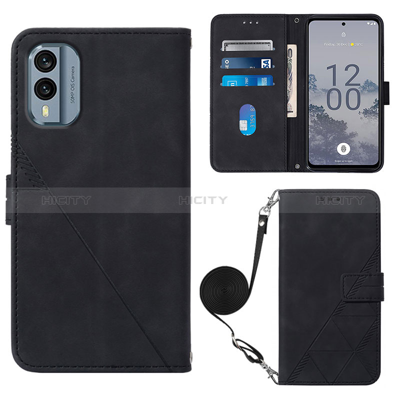 Funda de Cuero Cartera con Soporte Carcasa YB3 para Nokia X30 5G Negro