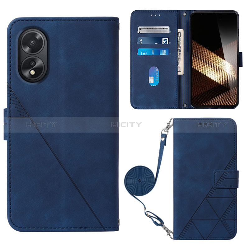 Funda de Cuero Cartera con Soporte Carcasa YB3 para Oppo A18 Azul