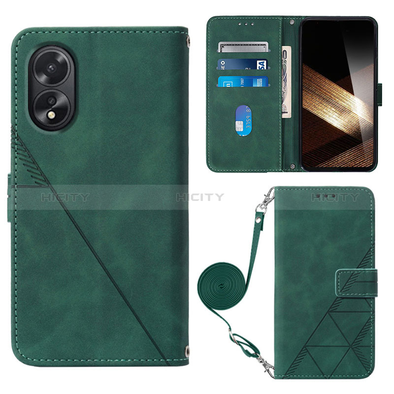 Funda de Cuero Cartera con Soporte Carcasa YB3 para Oppo A18 Verde