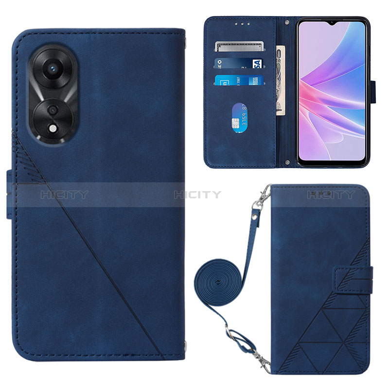 Funda de Cuero Cartera con Soporte Carcasa YB3 para Oppo A58 5G Azul