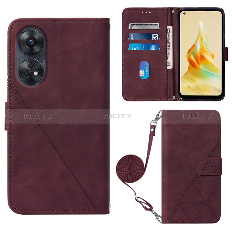 Funda de Cuero Cartera con Soporte Carcasa YB3 para Oppo Reno8 T 4G Rojo