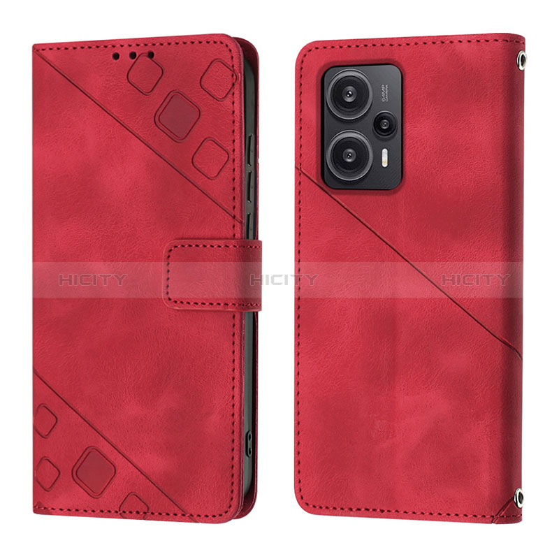 Funda de Cuero Cartera con Soporte Carcasa YB3 para Xiaomi Poco F5 5G Rojo