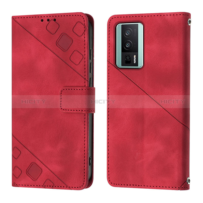 Funda de Cuero Cartera con Soporte Carcasa YB3 para Xiaomi Poco F5 Pro 5G Rojo