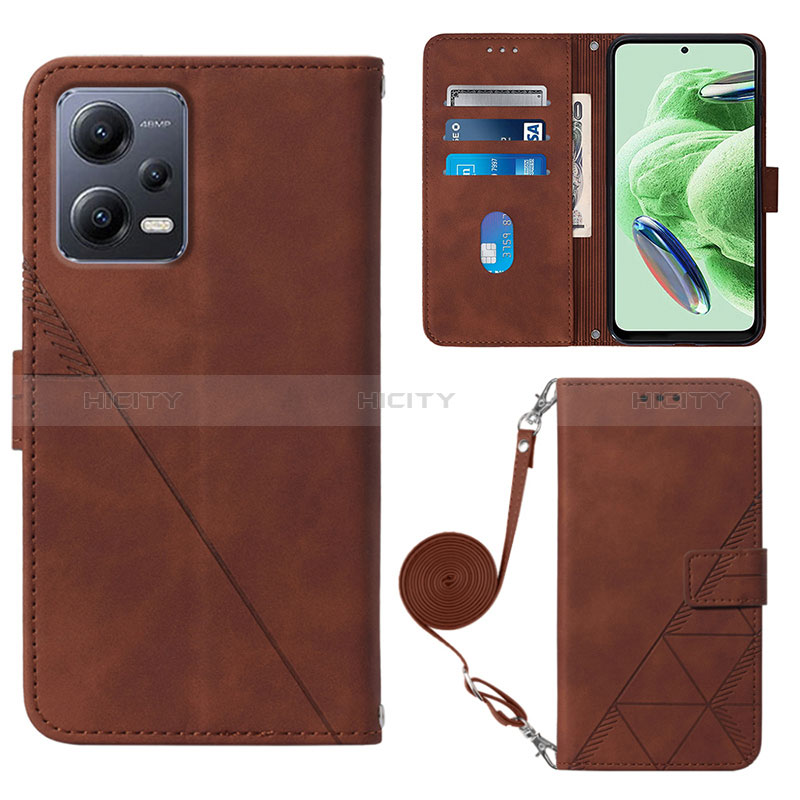 Funda de Cuero Cartera con Soporte Carcasa YB3 para Xiaomi Poco X5 5G Marron