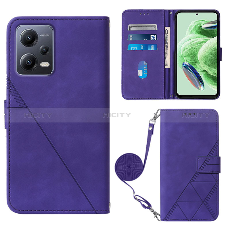 Funda de Cuero Cartera con Soporte Carcasa YB3 para Xiaomi Redmi Note 12 5G Morado