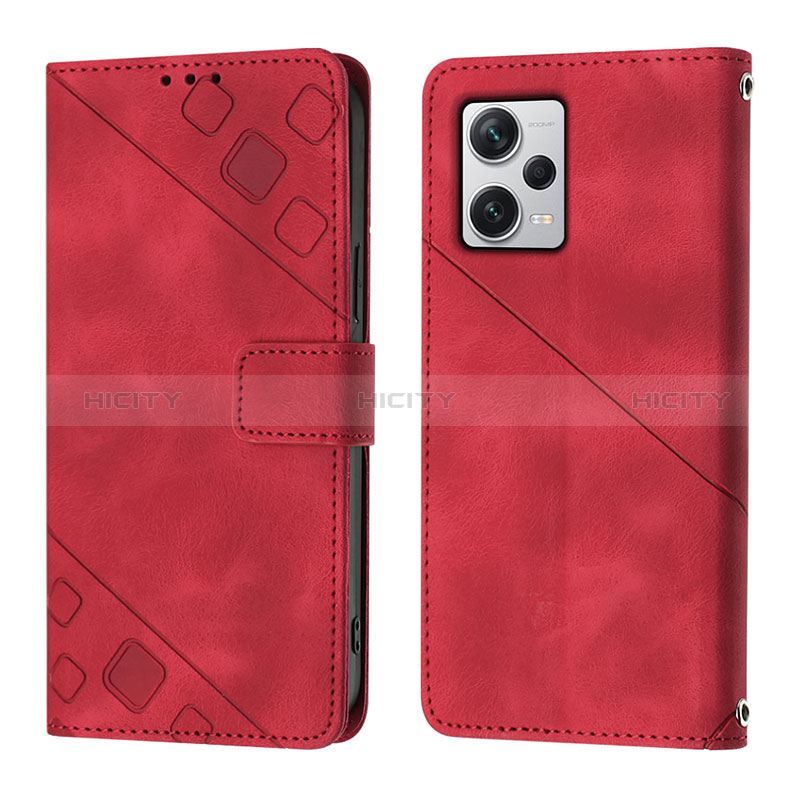 Funda de Cuero Cartera con Soporte Carcasa YB3 para Xiaomi Redmi Note 12 Explorer Rojo