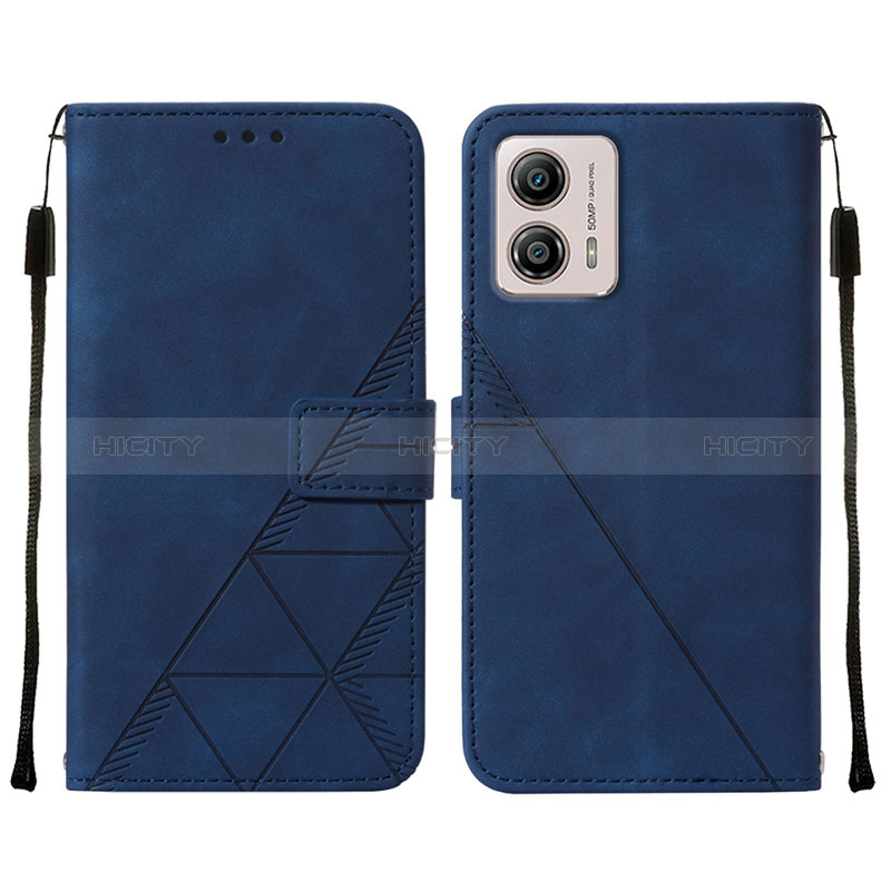 Funda de Cuero Cartera con Soporte Carcasa YB4 para Motorola Moto G53 5G Azul