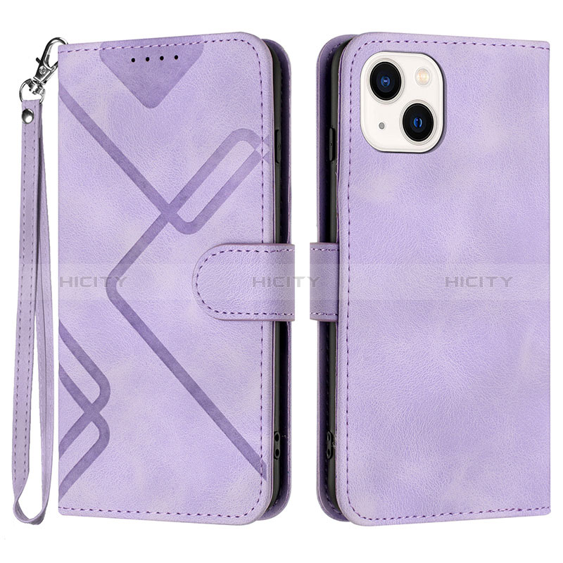 Funda de Cuero Cartera con Soporte Carcasa YX1 para Apple iPhone 15 Purpura Claro