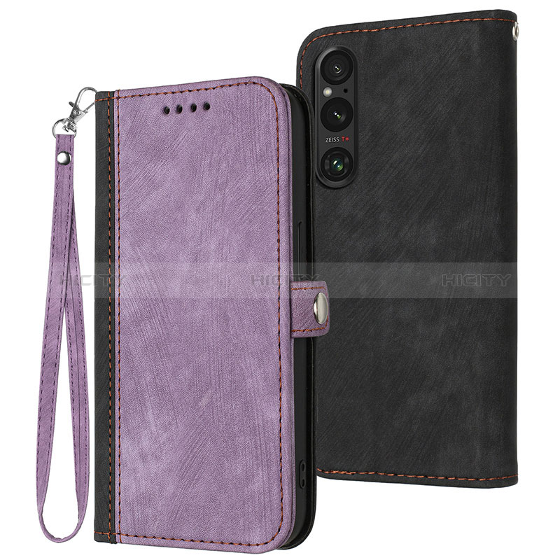 Funda de Cuero Cartera con Soporte Carcasa YX1 para Sony Xperia 1 V Morado