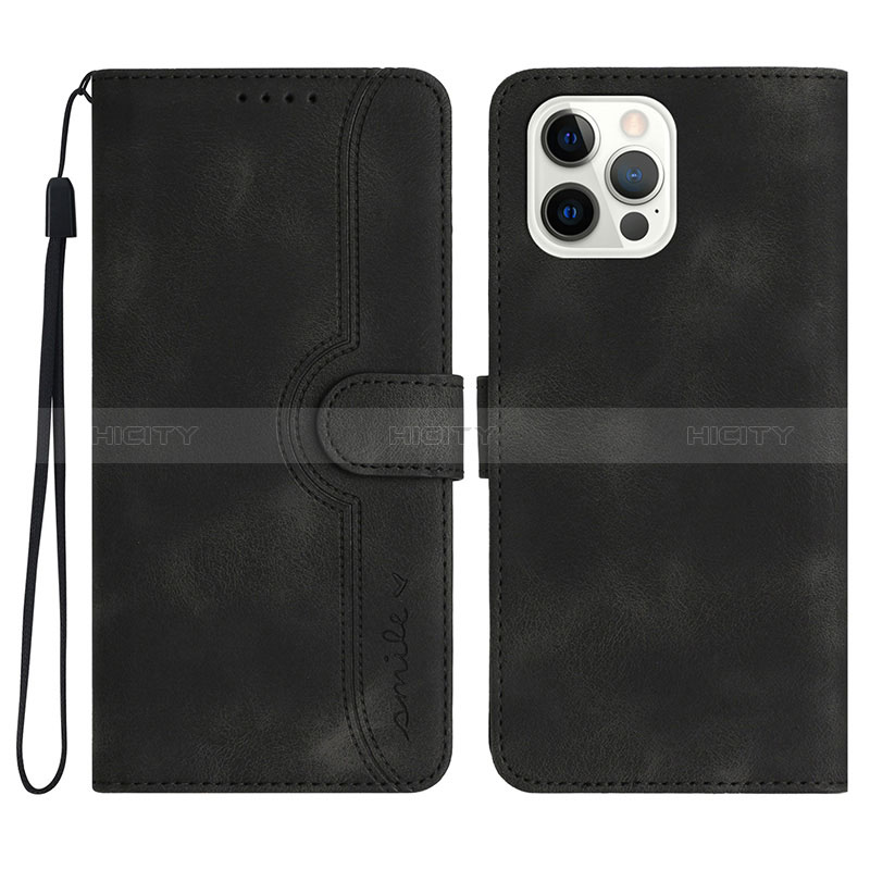 Funda de Cuero Cartera con Soporte Carcasa YX2 para Apple iPhone 13 Pro Max Negro