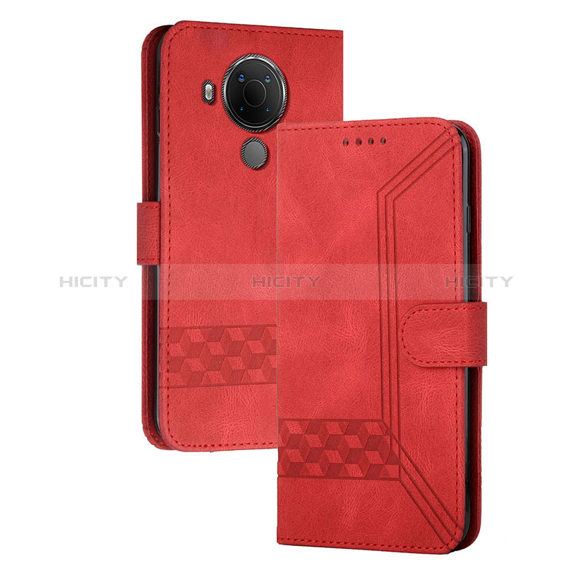 Funda de Cuero Cartera con Soporte Carcasa YX2 para Nokia C300 Rojo