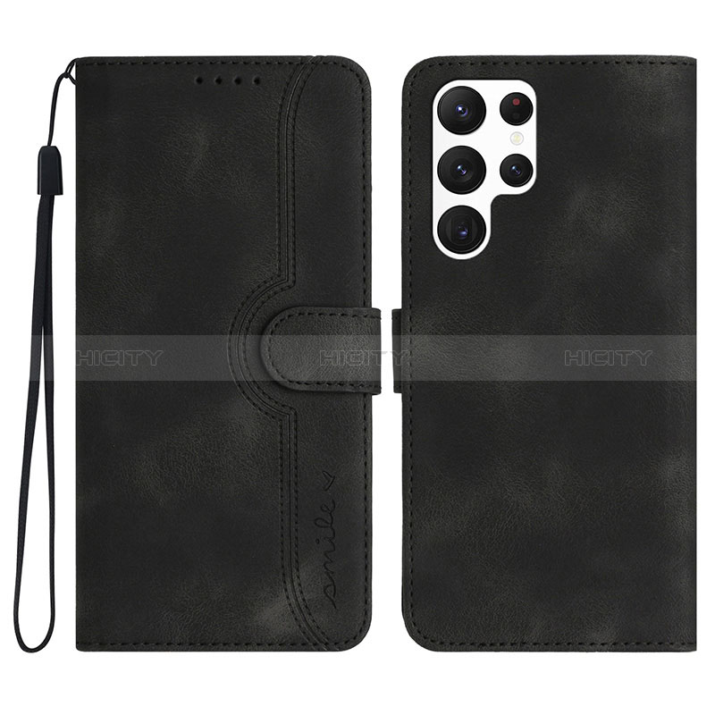 Funda de Cuero Cartera con Soporte Carcasa YX2 para Samsung Galaxy S22 Ultra 5G Negro