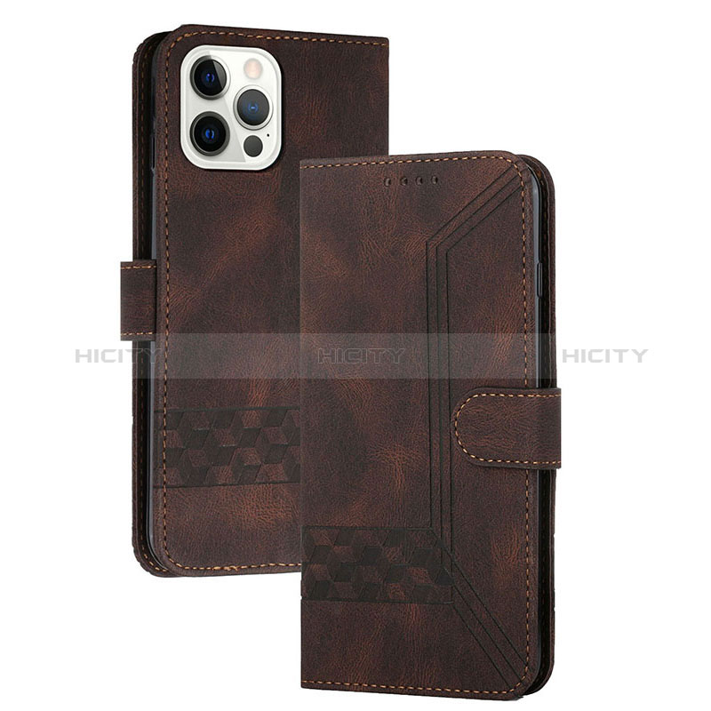 Funda de Cuero Cartera con Soporte Carcasa YX4 para Apple iPhone 13 Pro Marron