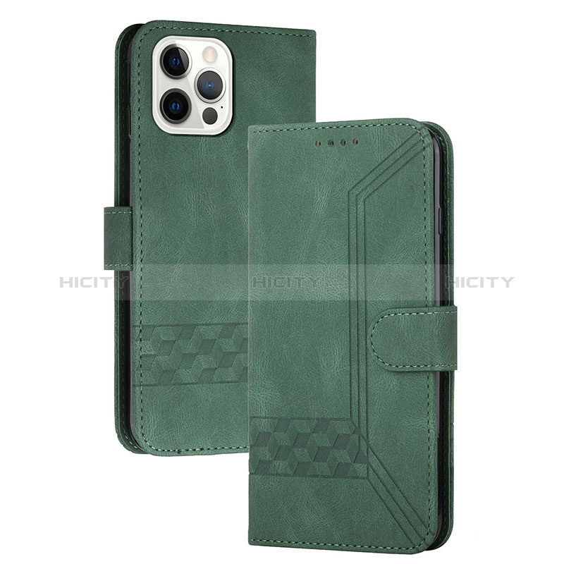 Funda de Cuero Cartera con Soporte Carcasa YX4 para Apple iPhone 13 Pro Max Verde