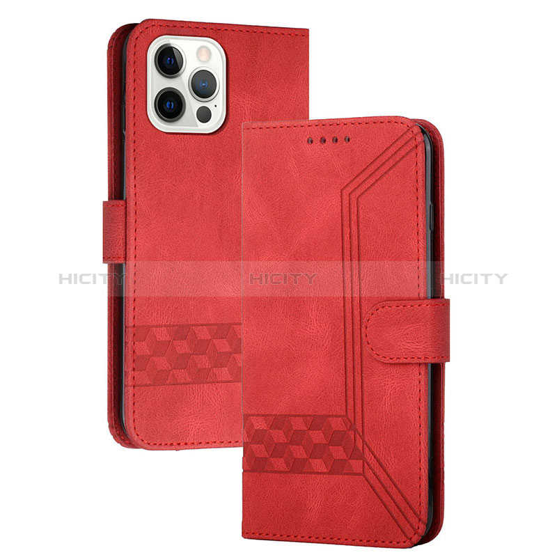 Funda de Cuero Cartera con Soporte Carcasa YX4 para Apple iPhone 13 Pro Rojo