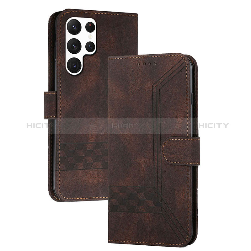 Funda de Cuero Cartera con Soporte Carcasa YX4 para Samsung Galaxy S24 Ultra 5G Marron