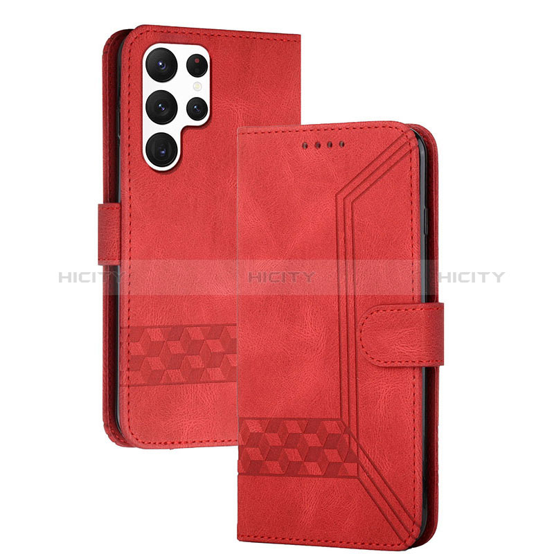 Funda de Cuero Cartera con Soporte Carcasa YX4 para Samsung Galaxy S24 Ultra 5G Rojo