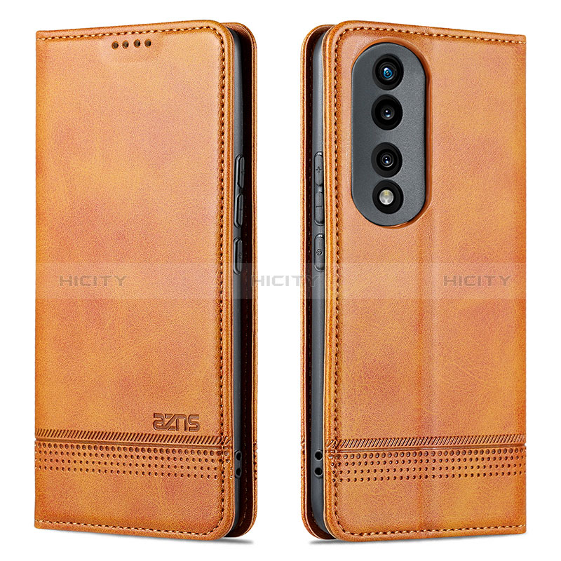 Funda de Cuero Cartera con Soporte Carcasa YZ1 para Huawei Honor 90 Pro 5G Marron Claro