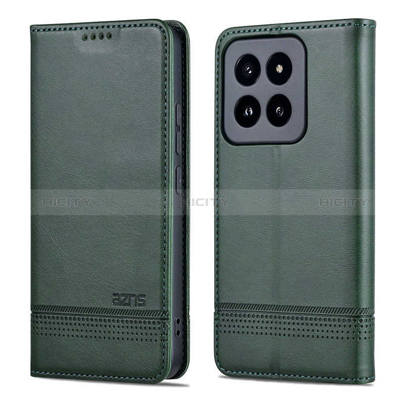 Funda de Cuero Cartera con Soporte Carcasa YZ1 para Xiaomi Mi 14 5G Verde