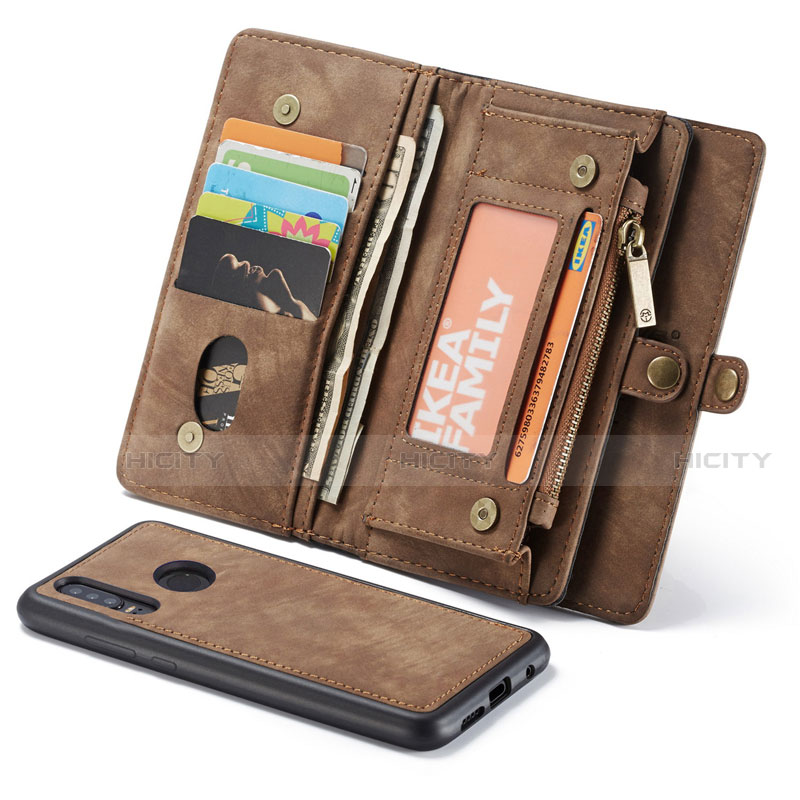 Funda de Cuero Cartera con Soporte Carcasa Z02 para Huawei Nova 4e Marron