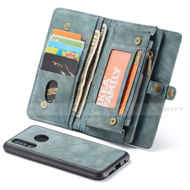 Funda de Cuero Cartera con Soporte Carcasa Z02 para Huawei P30 Lite New Edition Cian