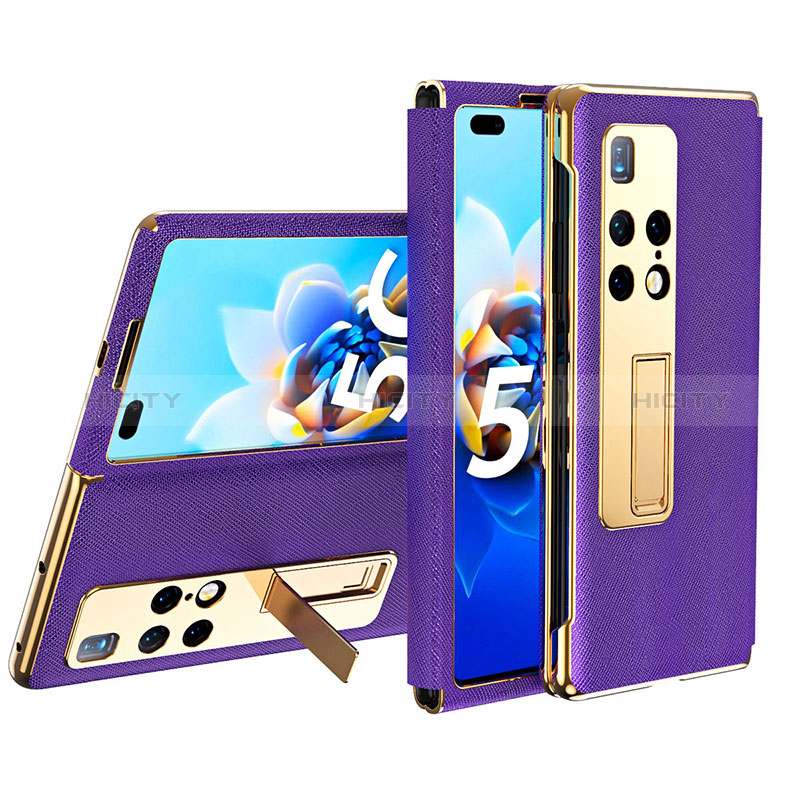 Funda de Cuero Cartera con Soporte Carcasa ZL2 para Huawei Mate X2 Morado