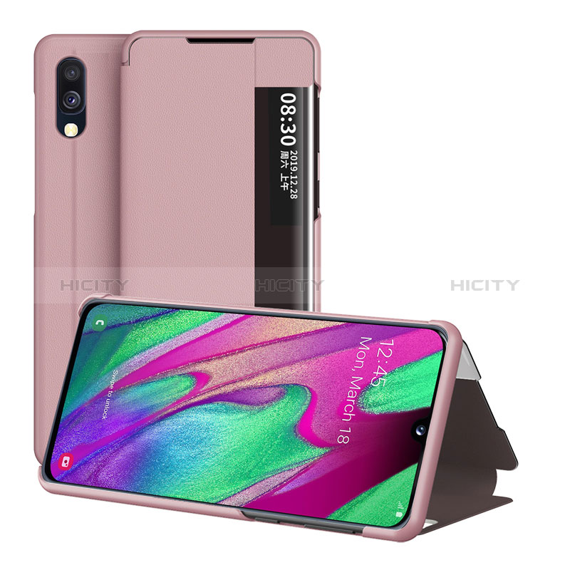 Funda de Cuero Cartera con Soporte Carcasa ZL2 para Samsung Galaxy A40 Oro Rosa