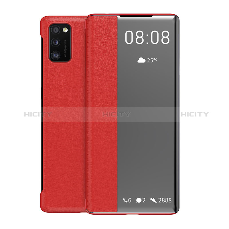 Funda de Cuero Cartera con Soporte Carcasa ZL2 para Samsung Galaxy A41 Rojo