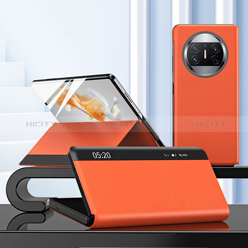 Funda de Cuero Cartera con Soporte Carcasa ZL3 para Huawei Mate X5 Naranja