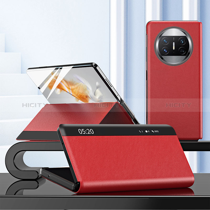 Funda de Cuero Cartera con Soporte Carcasa ZL3 para Huawei Mate X5 Rojo