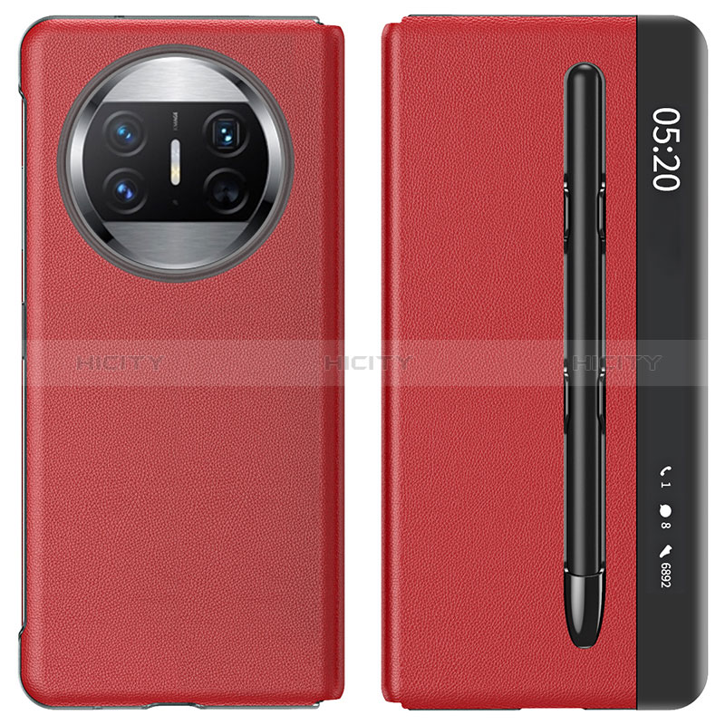 Funda de Cuero Cartera con Soporte Carcasa ZL4 para Huawei Mate X3 Rojo