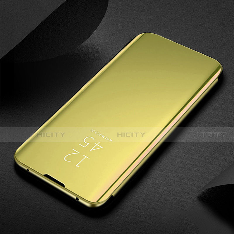 Funda de Cuero Cartera con Soporte Espejo Carcasa H01 para Samsung Galaxy S21 5G Oro