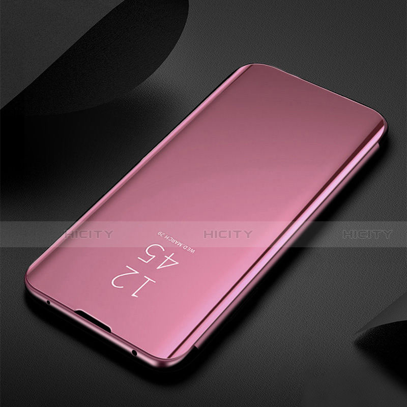 Funda de Cuero Cartera con Soporte Espejo Carcasa H01 para Samsung Galaxy S21 5G Oro Rosa