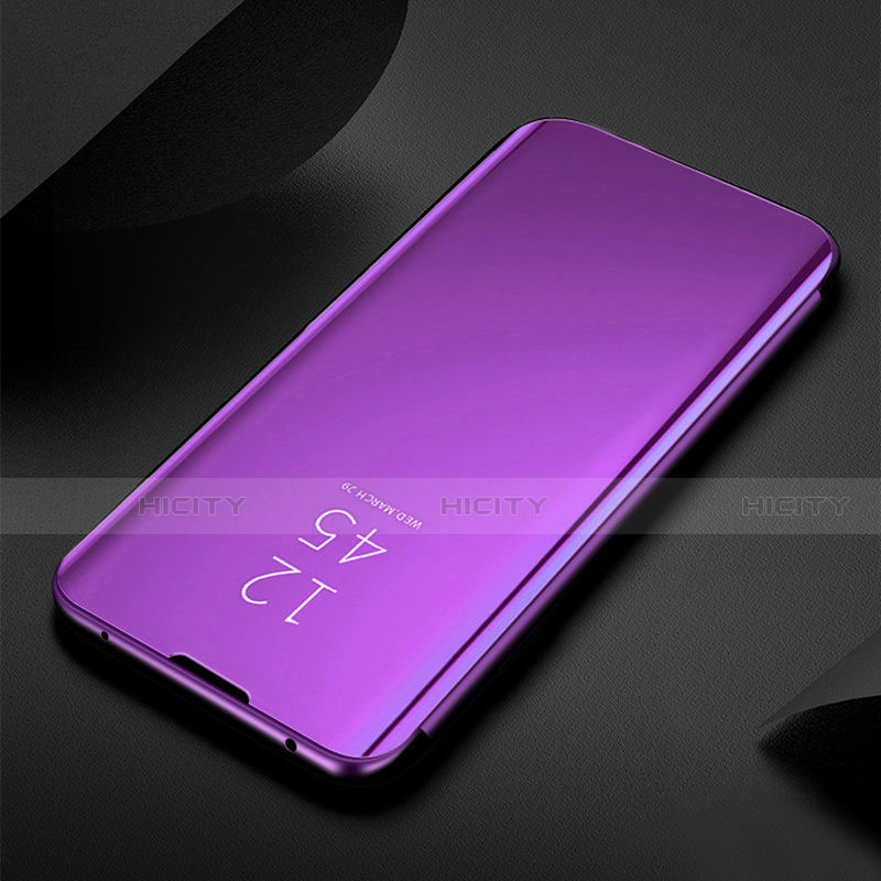 Funda de Cuero Cartera con Soporte Espejo Carcasa L01 para Apple iPhone 14 Morado