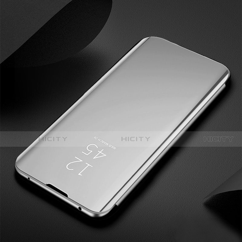 Funda de Cuero Cartera con Soporte Espejo Carcasa L01 para Apple iPhone 14 Plus Plata