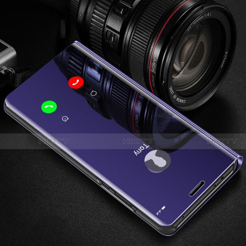 Funda de Cuero Cartera con Soporte Espejo Carcasa L01 para Google Pixel 4a Morado